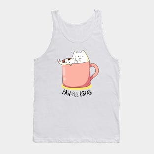 Pawfee Break Cute Coffee Cat Pun Tank Top